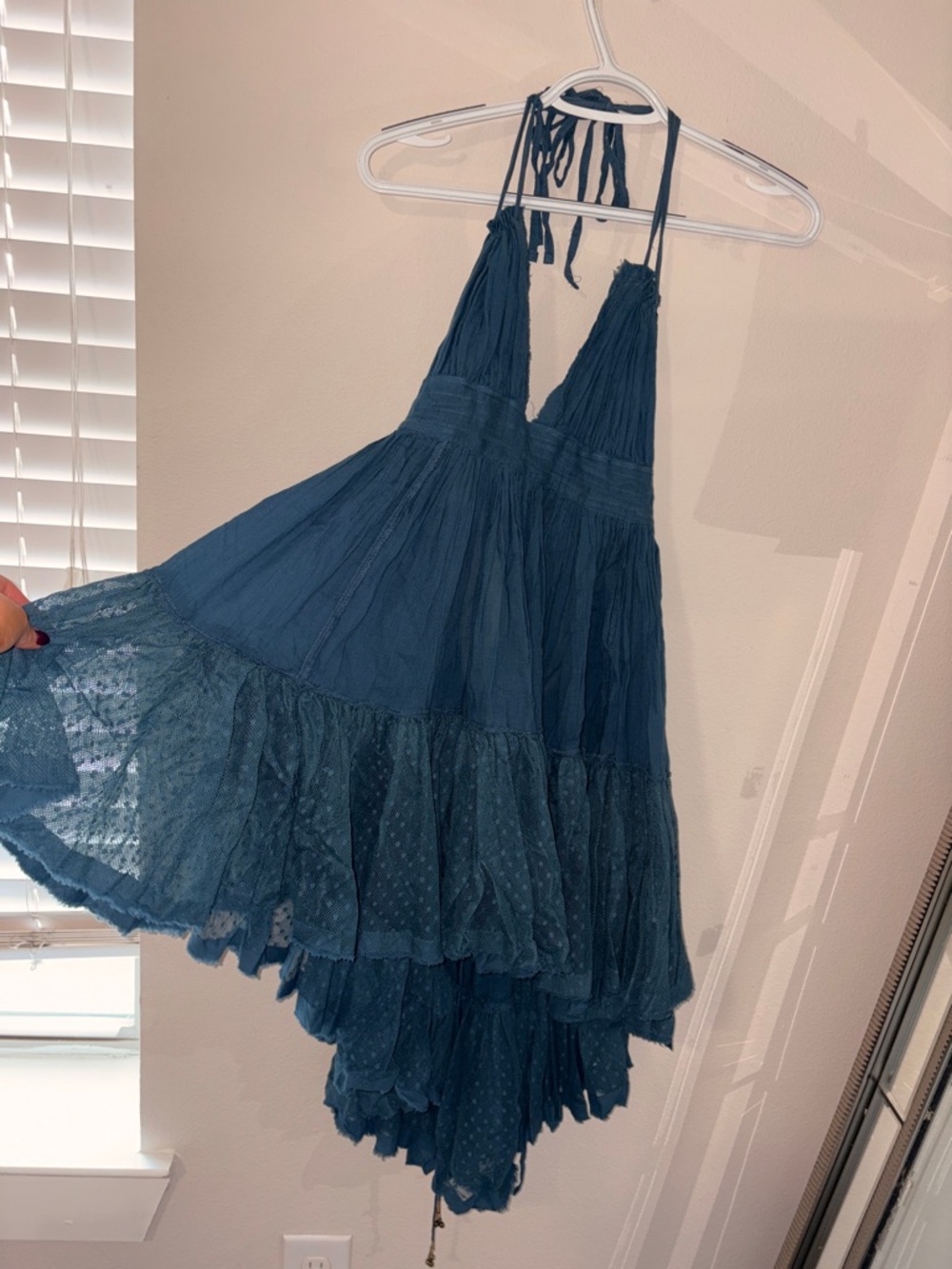 Blue Halter Ruffled Mini Dress-Free People